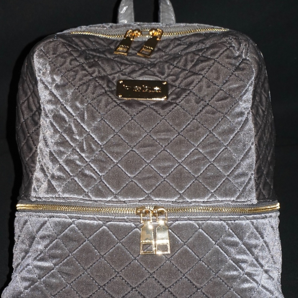 Bebe - Danielle Quilted Velvet Backpacks Pewter/Gray
